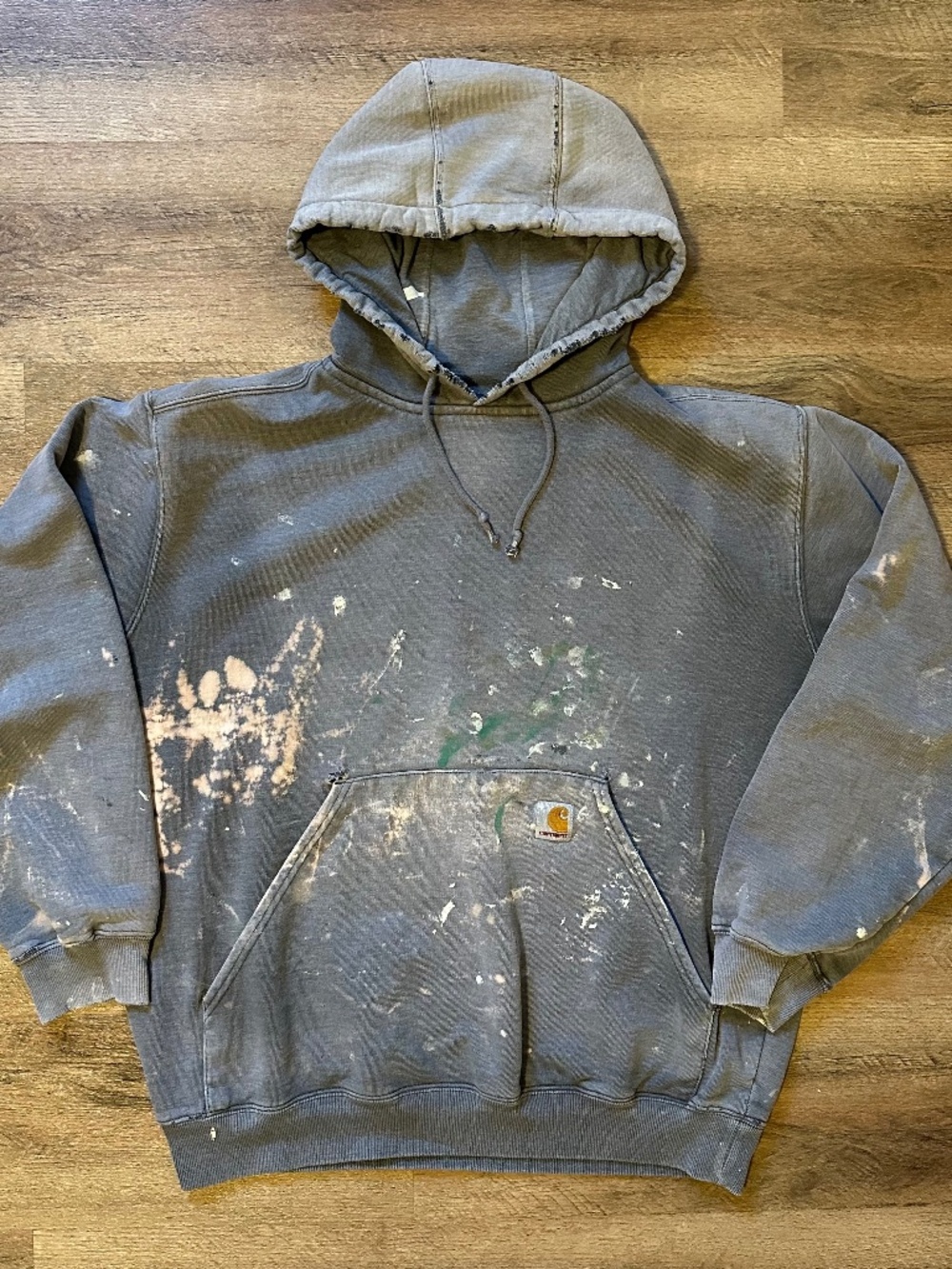Carhartt Hoodie Sweatshirt Mens Vintage L Paint Splatter Distressed Long Sleeve